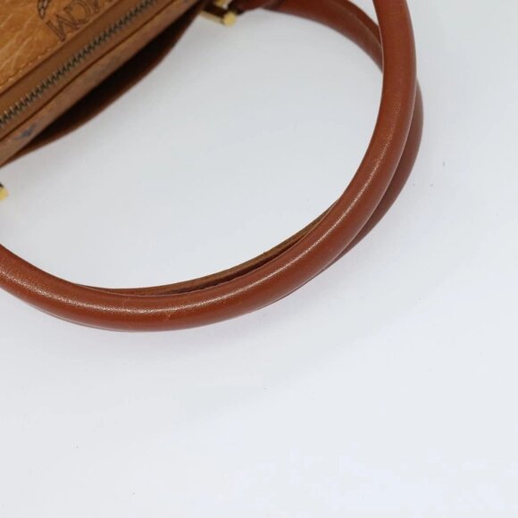 MCM Logogram Vicetos Hand Bag PVC Leather Brown Gold Auth - Picture 11 of 16